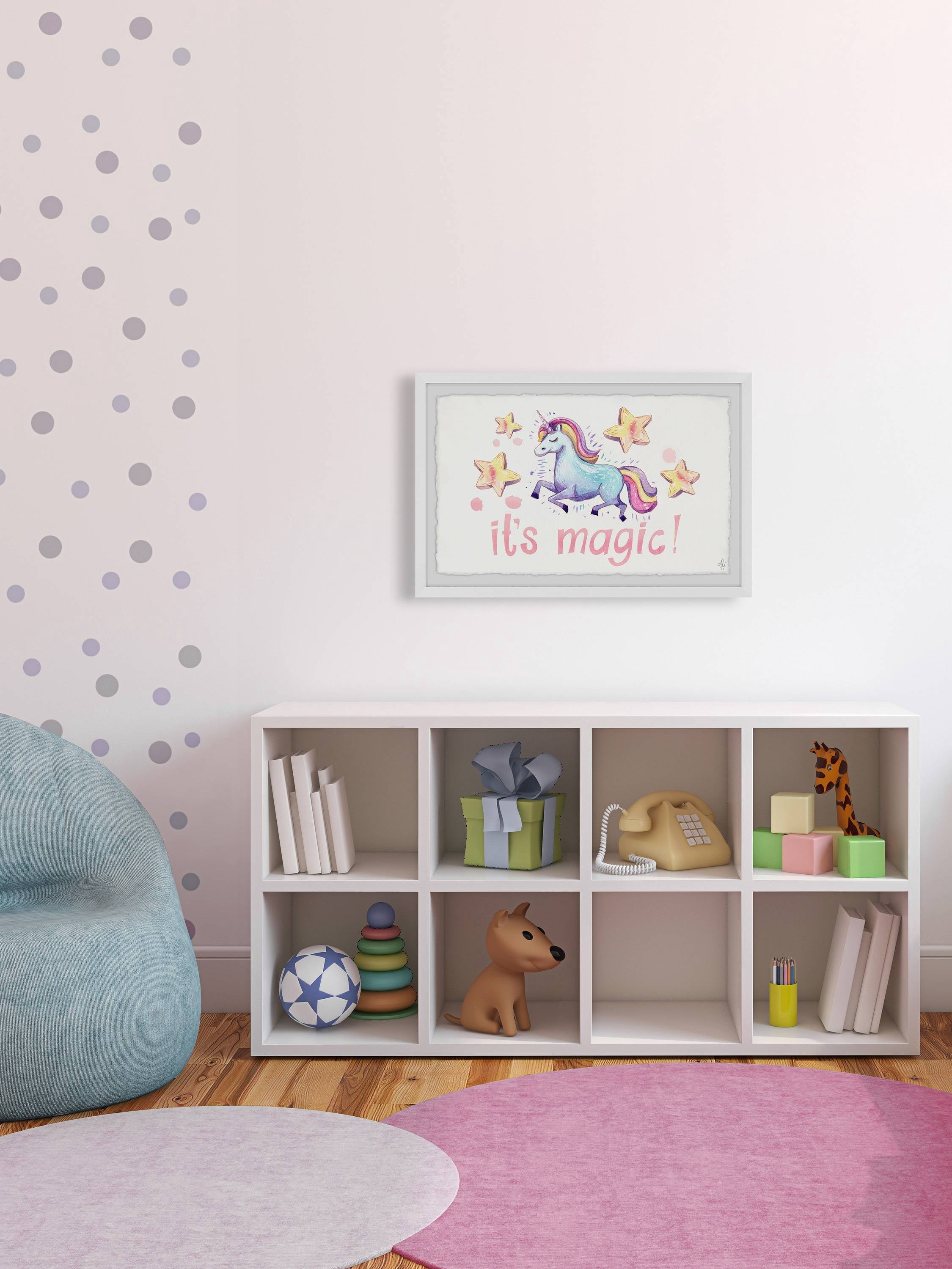 Marmont Hill Cute Unicorn's Magic Framed Wall Art