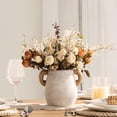 thumbnail image 5 of Ceramic Flower Vase Home Decor - 7.1 Inch White Rustic Table Flowers Vases Living Room Bedroom Plant Decoration Modern Farmhouse Vintage for Kitchen Shelf Office Coffee Dining Desk House Women, 5 of 17