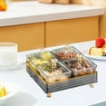 thumbnail image 6 of Compartmentalized Snack & Candy Organizer Plate | Plastic Fruit & Refreshment Tray with Removable Dividers | 7.28x7.28x4.33in Green or Gray Home Living Room Serving Dish, 6 of 6