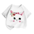 thumbnail image 3 of Short Sleeve Shirts for Girls Size 4-6 Years Kid Girls Cute Cat Fashion Printed Round Neck Short Sleeve Tee Summer Casual Loose Soft T Shirt Tops, 3 of 4