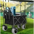 thumbnail image 6 of Anykoon 500lbs Capacity Fishing Cart with Rod Holders,Beach Wagon with Big Wheels for Sand - All Terrain Steel Frame Utility Cart with 9" Pneumatic Tires,Strap with multiuse Bag,Black, 6 of 9