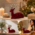 thumbnail image 5 of JeashCHAT Christmas Reindeer Figurines, Red Velvet Deer Statues Tabletop Ornaments, Flocked Reindeer Sculpture with Glitter Antlers, Christmas Decorations for Table Shelf Office Home Decor, 5 of 6