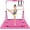 Pink with mat, variant on Expandable Gymnastics Bars, Adjustable Height Gymnastic Horizontal Bars, Children Folding Training Bar for Kids