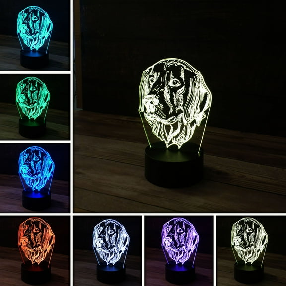 3D Labrador Dog Desk Light - 7 Color LED Lamp Base with USB or Battery and Touch control Rotating Fade or Solid Color mode. Makes a perfect Nightlight for Kids or Unique Gift for any age.