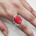 thumbnail image 4 of Coral Mans Ring, Natural Red Coral Ring, Unisex Ring, Silver Jewelry, 925 Silver Ring, Birthday Gift, Heavy Mens Ring, Arabic Design, Ottoman Style Ring, Christmas, Turkey Mens Signet Ring, 4 of 8