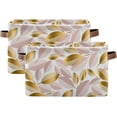 thumbnail image 2 of 2 Pack Fabric Storage Basket Gold Leaf Jacquard Closet Storage Bins with Handles Foldable Baskets for Shelves Toy Organizer Home Office Decor Gifts, 2 of 7