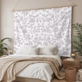 thumbnail image 3 of Spring Flower Tapestry for Bedroom Wall Hanging Tapestry, Vintage Farmhouse Light Purple Boho Leaf Ceiling Backdrop Tapestries Poster Blanket Wall Decor for Teens Room Living Room Dorm 55" x 73", 3 of 8