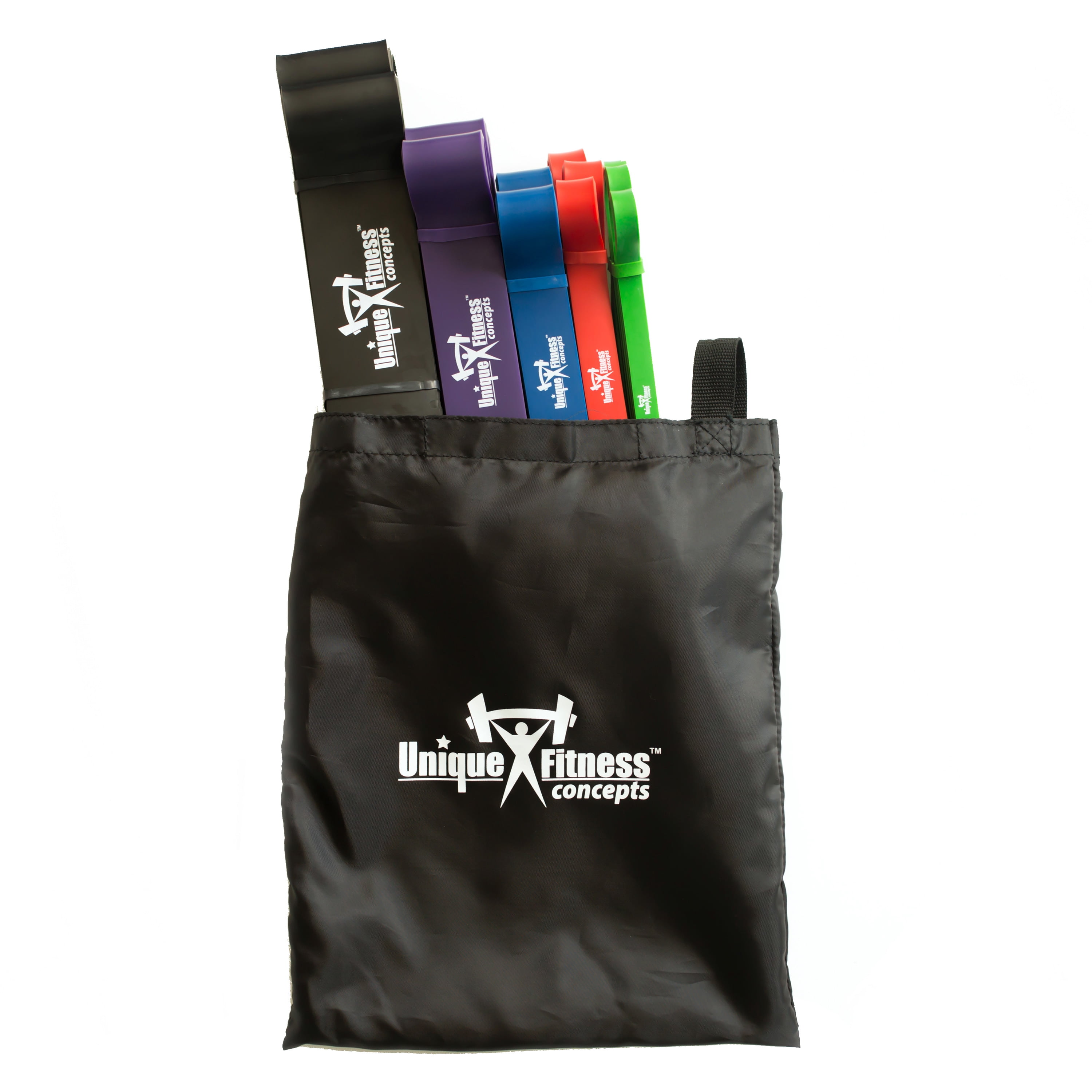 Unique Fitness Concepts  Resistance Bands 5 Piece Set w/ Bag & Exercise Guide