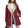 thumbnail image 6 of Bovxnpu Winter Coats for Women, Women's Oversized Jackets Solid Color Lapel Pocketed Buttoned Long Sleeve Faux Fleece Top Warm Winter Clothing, 6 of 9
