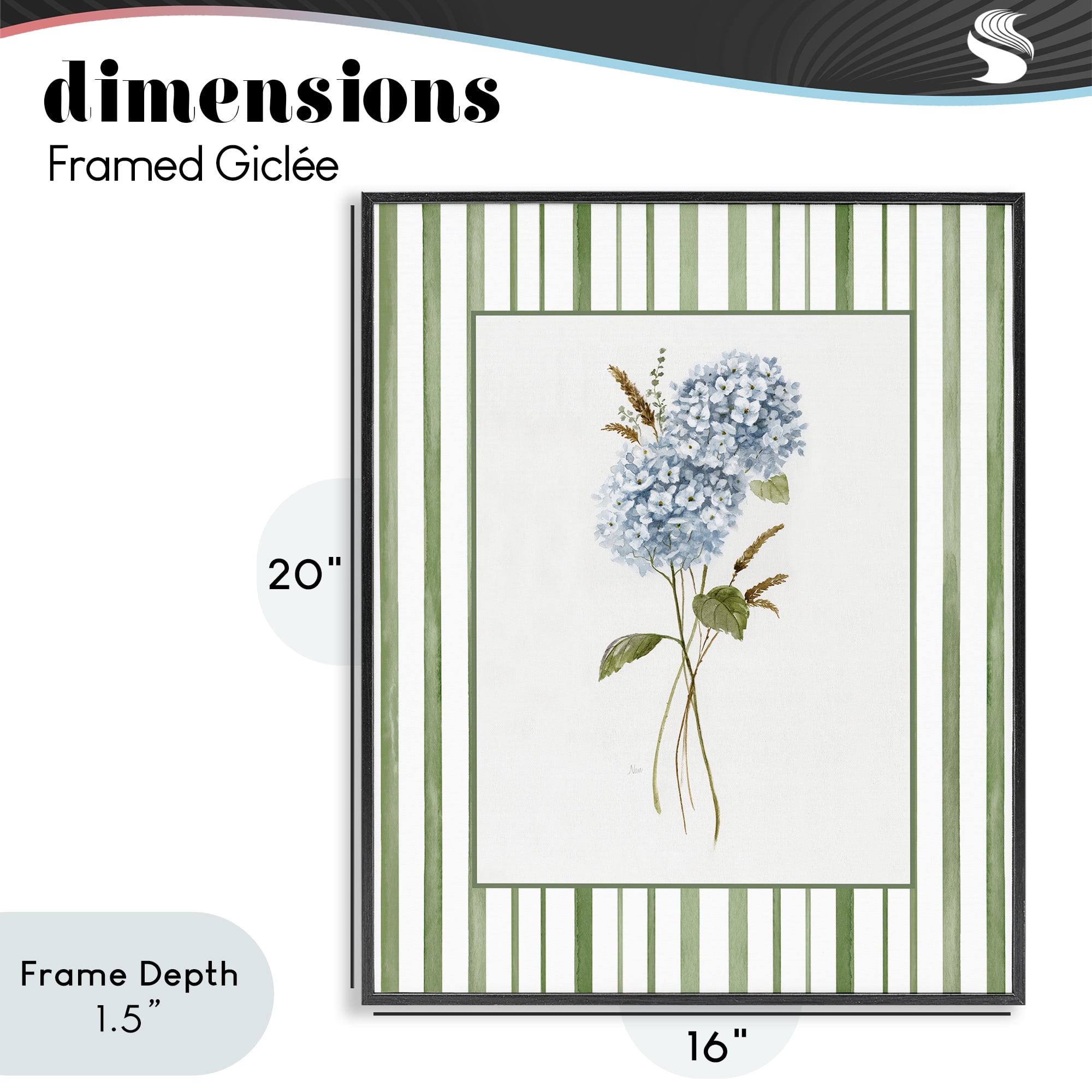 Stupell Industries Blue Hydrangea & Dried Wheat Black Framed Giclee Art, design by Nan