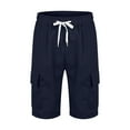 thumbnail image 6 of kamemir Athletic Shorts for Men Men’s Linen Shorts Casual Drawstring Summer Beach Shorts Navy,XL, 6 of 6