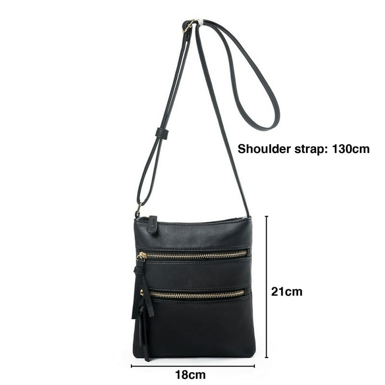Small Crossbody Purses for Women Multi Pocket Travel Bag Over The Shoulder  with Extra Long Strap - Black