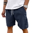 thumbnail image 2 of Corduroy Shorts for Men Elastic Waistband Lightweight Shorts Vintage Embroidered Logo Shorts with Pockets, 2 of 4