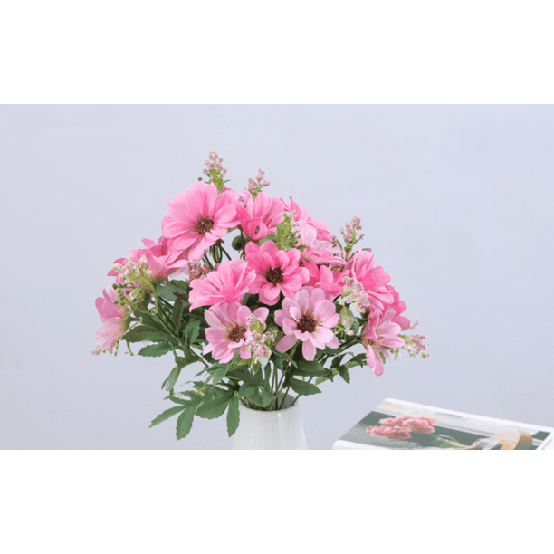 Xiao Hua 3 flores artificiales de margaritas, flores falsas, flores artificiales para decoración de bodas