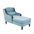 thumbnail image 7 of Chaise Lounge Chair Indoor, Upholstered Chenille Sleeper Sofa Bed with Wooden Armrests and Legs, Lazy Reading Chair Couch,  Bearing 500LBS, Light Blue, 7 of 7