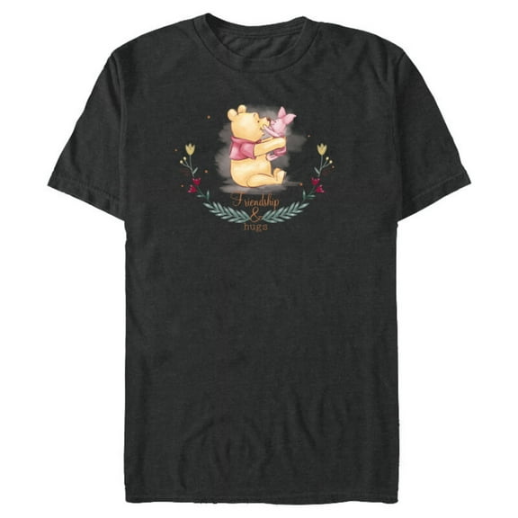 Disney Winnie the Pooh and Piglet Friendship and Hugs - Short Sleeve Blended T-Shirt for Adults - Customized-Dark Heather