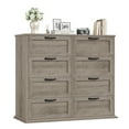 thumbnail image 1 of Homfa Commode Horizontale à 8 Tiroirs, Armoire de Rangement en Bois Commode Double pour Chambre Salon, Gris, 1 of 7