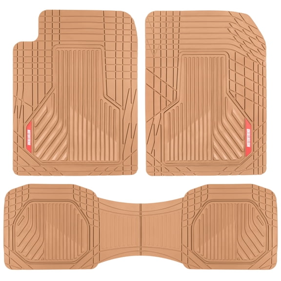 Motor Trend Floor Mats for Car, Truck, SUV - Raised Ridge Heavy Duty All Weather Car Floor Mats for Auto, Total Protection, Beige Tan