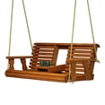 thumbnail image 3 of Porchgate Amish Heavy Duty 800 Lb Rollback Console Treated Porch Swing with Hanging Ropes (Cedar Stain), 3 of 4