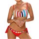 thumbnail image 4 of Traje de baño dividido con aros sexy para mujer con almohadilla en el pecho con estampado de rayas arcoíris sin espalda Fridja  nalpqowj58273, 4 of 7