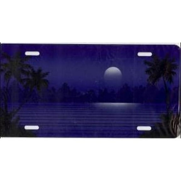 Dark Blue Palm Scene Airbrush License Plate Free Personalization on Air Brush