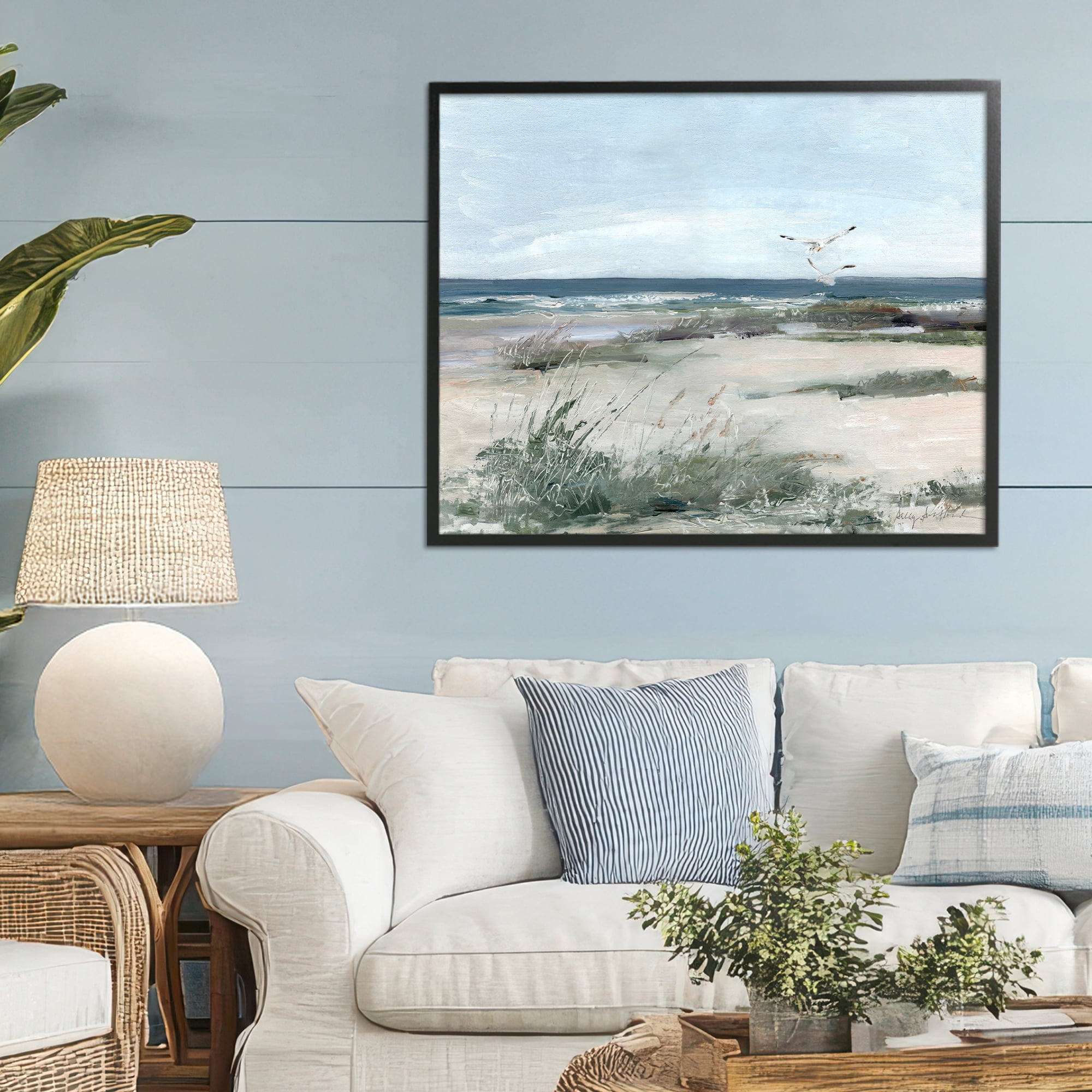 Stupell Industries Seagull Pair over Waves Black Framed Giclee Art, design by Sally Swatland