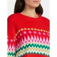 thumbnail image 4 of 99 Jane Street Women's and Women's Plus Fair Isle Pullover Sweater, Midweight, Sizes XS-4X, 4 of 5