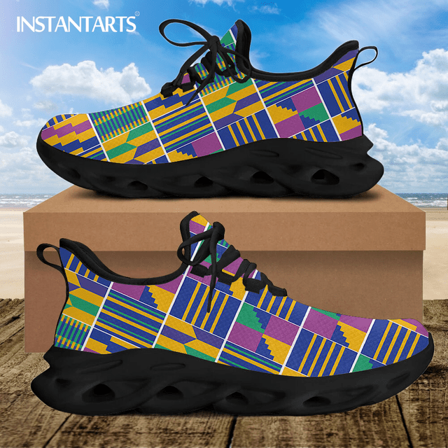 Recién llegado, zapatos deportivos casuales con patrón tribal, zapatillas de malla para mujer, calzado de plataforma cómodo de alta calidad, zapatos