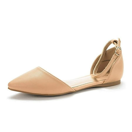 

Womens Ballerina Ballet Flat Ankle Starp Pointed Toe Comfortable Flat Shoes