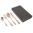 thumbnail image 4 of Juego de cubiertos de acero inoxidable, juego de cubiertos para carne con cucharilla, paquete de regalo Oro rosa, 4 of 9