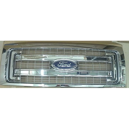 Ford F-150 Chrome Grille Oem Factory Stock Genuine 2009 2010 2011 2012 2013 2014 Ford F-150 F150 Horizontal 2 Two Bar Bright Chrome Grille Grill W Badge Logo ()
