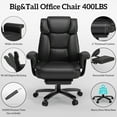 thumbnail image 5 of Ninecer Tall Ergonomic Reclining High Back Executive Office Chair with Footrest, PU Leather, 400lbs Capacity, Black, 5 of 9