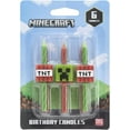 thumbnail image 4 of Minecraft Birthday Cake Candles | 6 Birthday Candles for Cake Decorations, Red & Green Striped Candles, Cake Toppers for Minecraft Party, 4 of 6