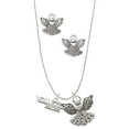 thumbnail image 1 of Delight Jewelry Silvertone Volleyball Mom Silver tone Guardian Angel Charm Necklace and Stud Earrings, 1 of 4