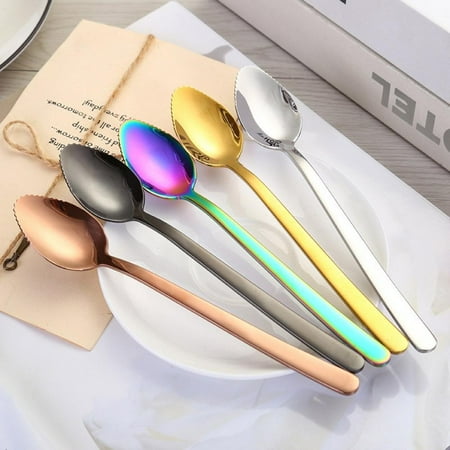 

304 Stainless Steel Scissors Baby Apple-fruit Mud Accessory Baby Complementary Food Dredging Scoop Scraper Pork Snack Artifact Colorful Scraping Spoon