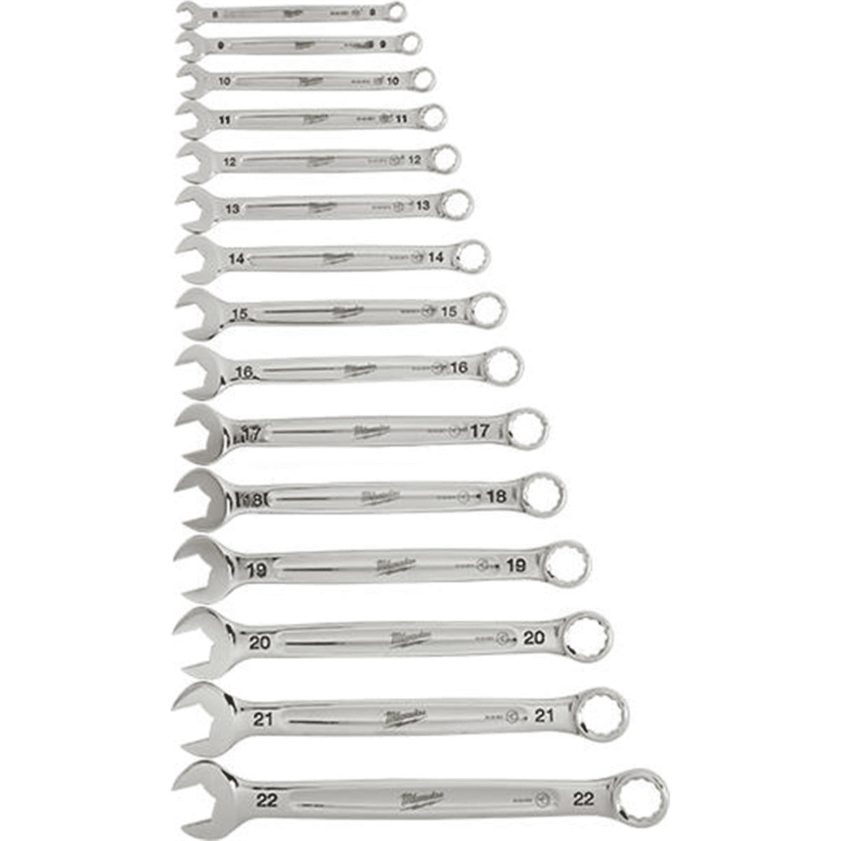 Milwaukee 48-22-9515 - 15-Piece Metric 12-Point Straight Head Combination Wrench Set with Storage Tray