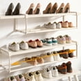 thumbnail image 2 of Bohorizon  Expandable  Shoe Rack Organizer for Closet, 15.7"-27.6" Width Adjustable, Retractable Hanging Cabinet Shoe Shelf for Space Saving, Pack of 2, White, 2 of 7