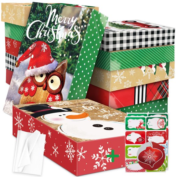 Juego de cajas de regalo navideñas divertidas para fiestas, tamaño XL, 43 x 33 x 10 cm