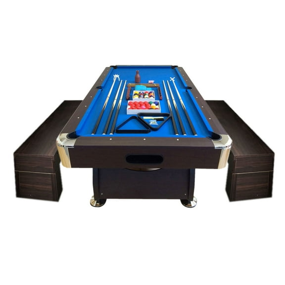 Pool Table 8 Feet Snooker with Accessories – Vintage Blue with benches