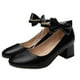 thumbnail image 1 of Trendy Black Chunky Mid-Heel Lady Shoes With Bowknot Stylish Design 1 Pair Suitable For Daily Life, 1 of 5
