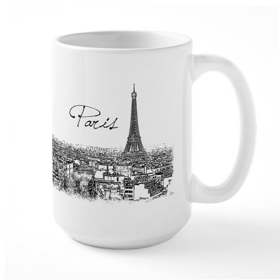 CafePress - Paris Large Mug (Tour Eiffel) - 15 oz Ceramic Large White Novelty Mug
