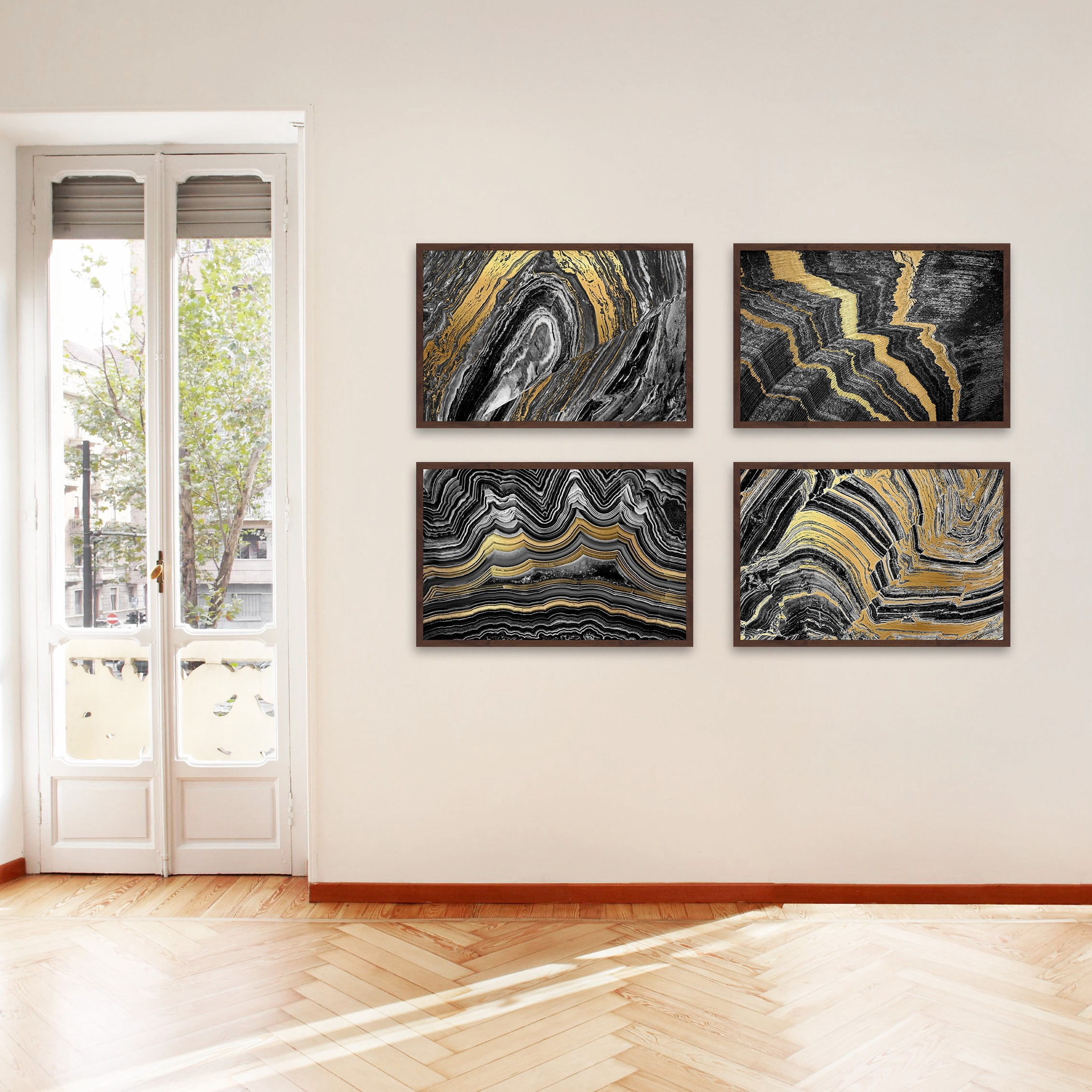 Gold Veins Quadriptych