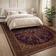 thumbnail image 3 of ODIKA 8'x10' Washable Area Rug Non-Slip Chair-Friendly Mat Music Notes Boho Vintage Border Retro Acoustic Motif Guitar Print Refined for Dining Room, Large Office, Lounge, 3 of 7