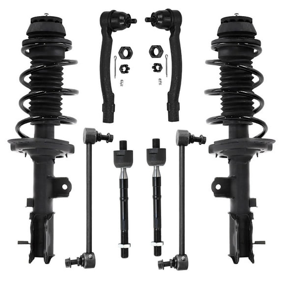 Detroit Axle - Front Struts & Coil Springs Sway Bar Links Inner Outer Tie Rods Replacement for 2012-2017 Hyundai Accent Kia Rio - 8pc Set