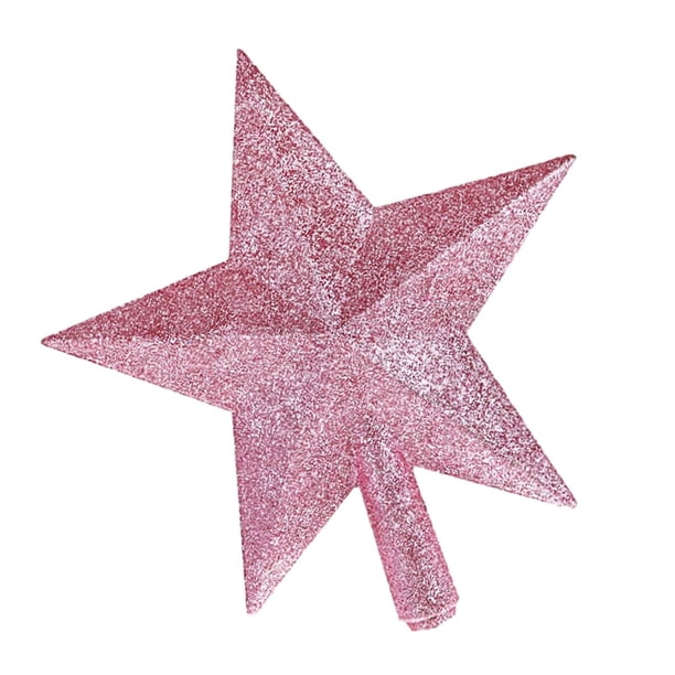 Estrellas en la parte superior del árbol de Navidad para decorar la ventana de la sala de estar interior. Rosa