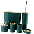 thumbnail image 1 of Juego de 6 accesorios de baño, escobilla de baño, decoración moderna, taza de enjuague bucal, cubo de basura para dormitorio, apartamento, casa de cam Verde, 1 of 9