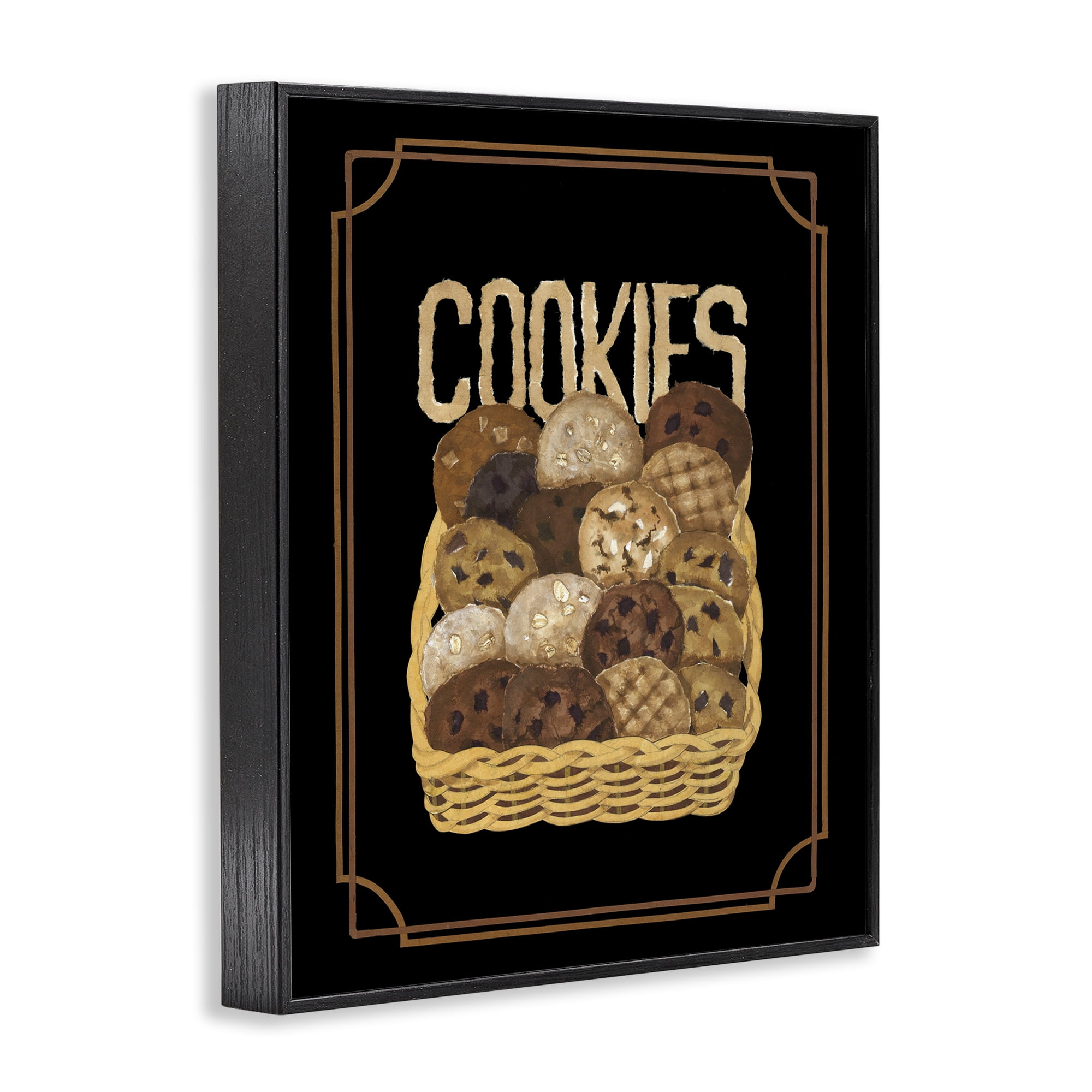 Stupell Industries Assorted Cookie Basket Food & Beverage Painting Black Framed Art Print Wall Art, 16 x 20