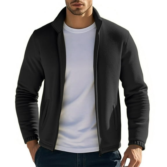 JTieacloth Men's Outerwear Jackets Men's Jackets & Coats Thickened Thermal Jacket Double Sided Windbreaker Inner Coat For Autumn And Winter Wear Black