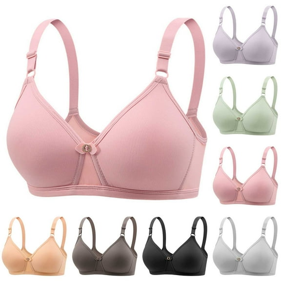 WRKEKC Wireless Bras for Women, Women's Large Size Thin Comfortable Breathable Push-Up Adjustable Bra