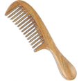 thumbnail image 1 of Handmade 100% Natural Green Sandalwood Hair Combs Anti-static Sandalwood Scent Wooden Detangling Comb (wide Teeth), 1 of 5